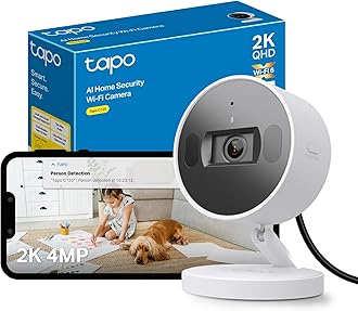 Tapo C125 Indoor Camera with Physical Privacy Shutter, 2K QHD Security Camera, No Monthly Fee, AI Detection, Pet & Baby Camera, CCTV, 2-Way Talk, 140° Wide FOV, Night Colour Vision, Magnetic Mounting