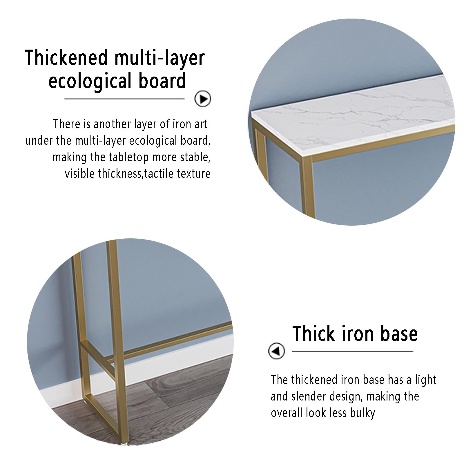 Table de bar industrielle moderne avec base en métal, parfaite pour les petits espaces, la cuisine ou l'extérieur, table de comptoir avec tables d'appoint blanches 140 cm x 40 cm x 80 cm