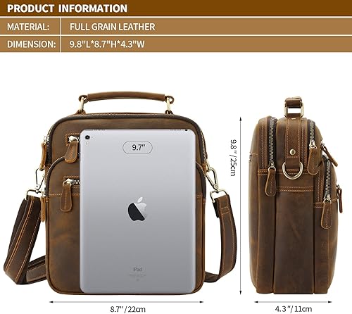 Miniatura 2 de Jack&Chris Bolso Mensajero de Cuero para Hombre, Bolso Bandolera de Hombre para Trabajo y Negocios