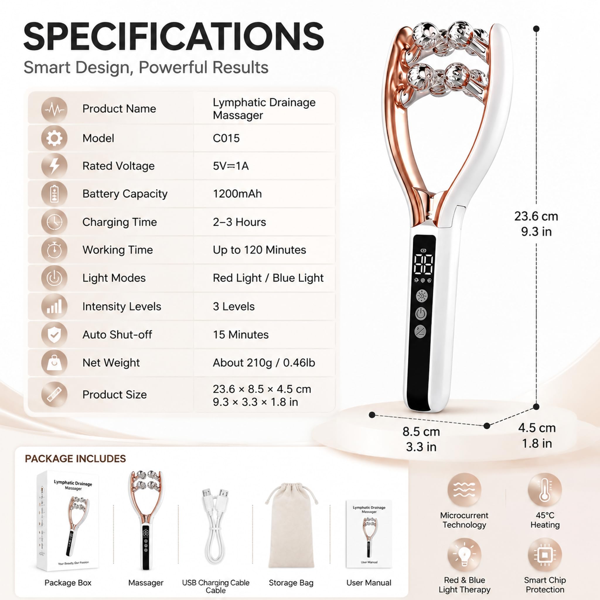 LumiSculpt Lymphatic Drainage Massager - 2026 New Heated Soothing Body Sculpting Tool, Facial Beauty Device, Lymphatic Contour Face Brush Face Roller for Home & Travel Use