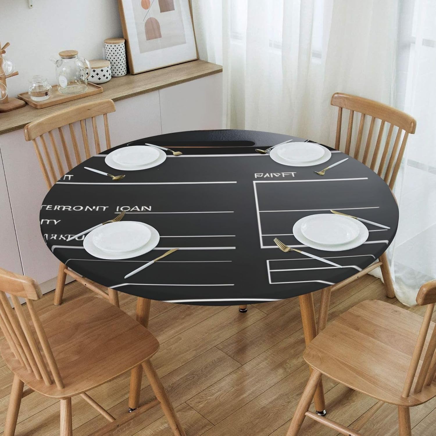 Movies Clapperboard Print Outdoor Patio Kitchen Decor Supplies Wipeable Round Table Cloth for Indoor Outdoor