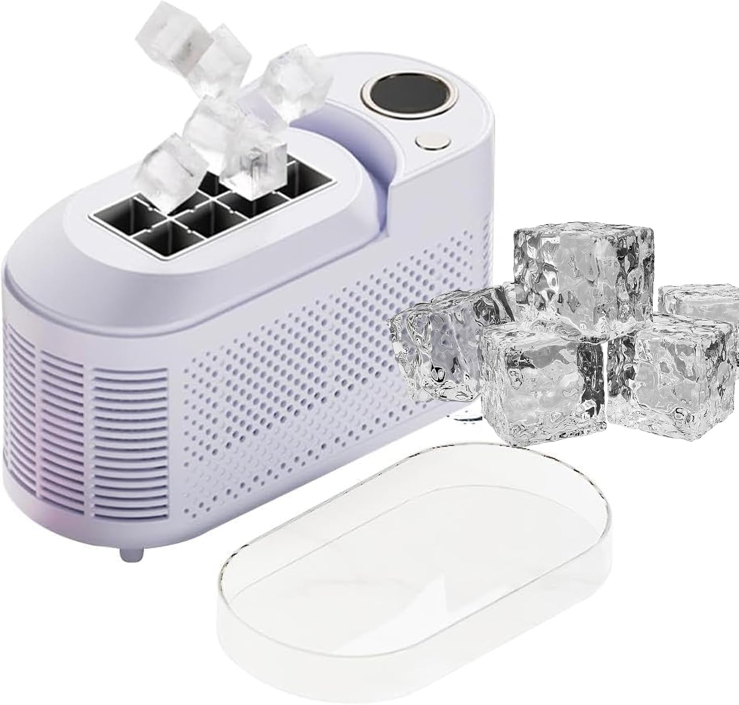 Mini Ice Maker Machine, Portable Small Clear Ice Cube Maker,Ice Ready in 10 Mins, Low Noise Energy Saving, Easy to Clean for Home Camping RV Car Spaces (Purple, Standard)