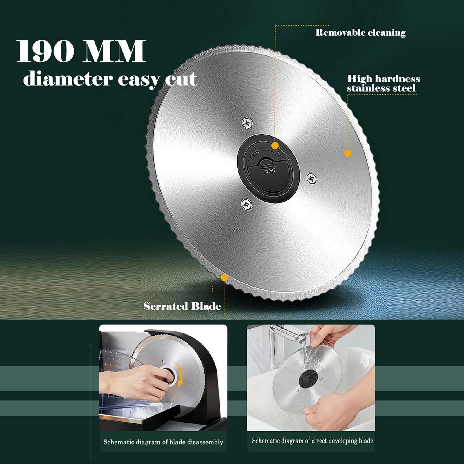 Affettatrice Commerciale, Affettatrice Carne Congelata 200 W, Affettatrice Elettrica, Con Interruttore Di Sicurezza, Lama Diametro 190 Mm, Regolazione Spessore 0-15 Mm, Adatta Per Formaggio 110V