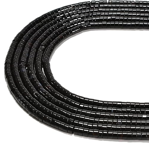 Vista 2 de JM Design Cuentas de disco Heishi de ónix negro, tamaño de 0.079 x 0.157 in, 15.5 pulgadas, hebra para fabricación de joyas