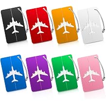 6 Pack Aluminum Luggage Tag for Suitcases with Name ID Card, Stainless Loop, Privacy Protection Travel Tags for Luggage Baggage