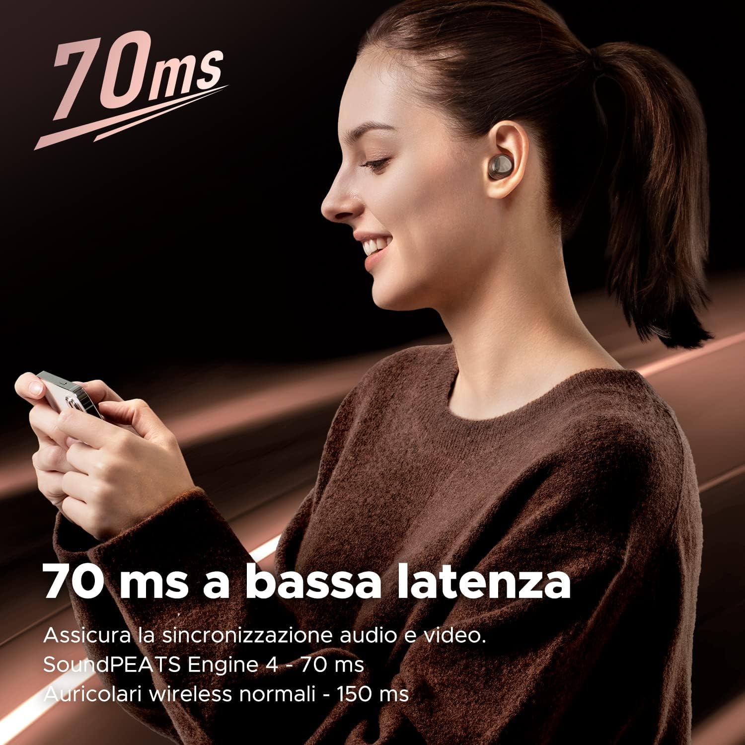 SoundPEATS Engine 4 Auricolari Bluetooth 5.3,Cuffie Bluetooth Wireless con Cancellazione Rumore Mic, Hi-Res Audio e Codec LDAC,10mm+6mm Doppio Driver Dinamico, Multipoint,Controllo APP 43 Ore Grigio metallizzato - Immagine 5