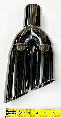 Miniatura 5 de Punta de escape 2.50" Entrada 3.00" Salida 13.00" largo WDWDRS30013-250-GBK-SS Doble Inclinación Redonda Negro 304 Inoxidable Wesdon Punta de escape