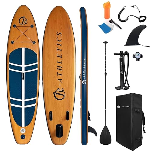 Tabla de Paddle Surf Inflable (6 Pulgadas Gruesa), Paquete ISUP con Accesorios Premium y Mochila, Plataforma Antideslizante, Aletas, Pala Ajustable, Correa, Bomba Manual, Barco para Jóvenes y Adultos