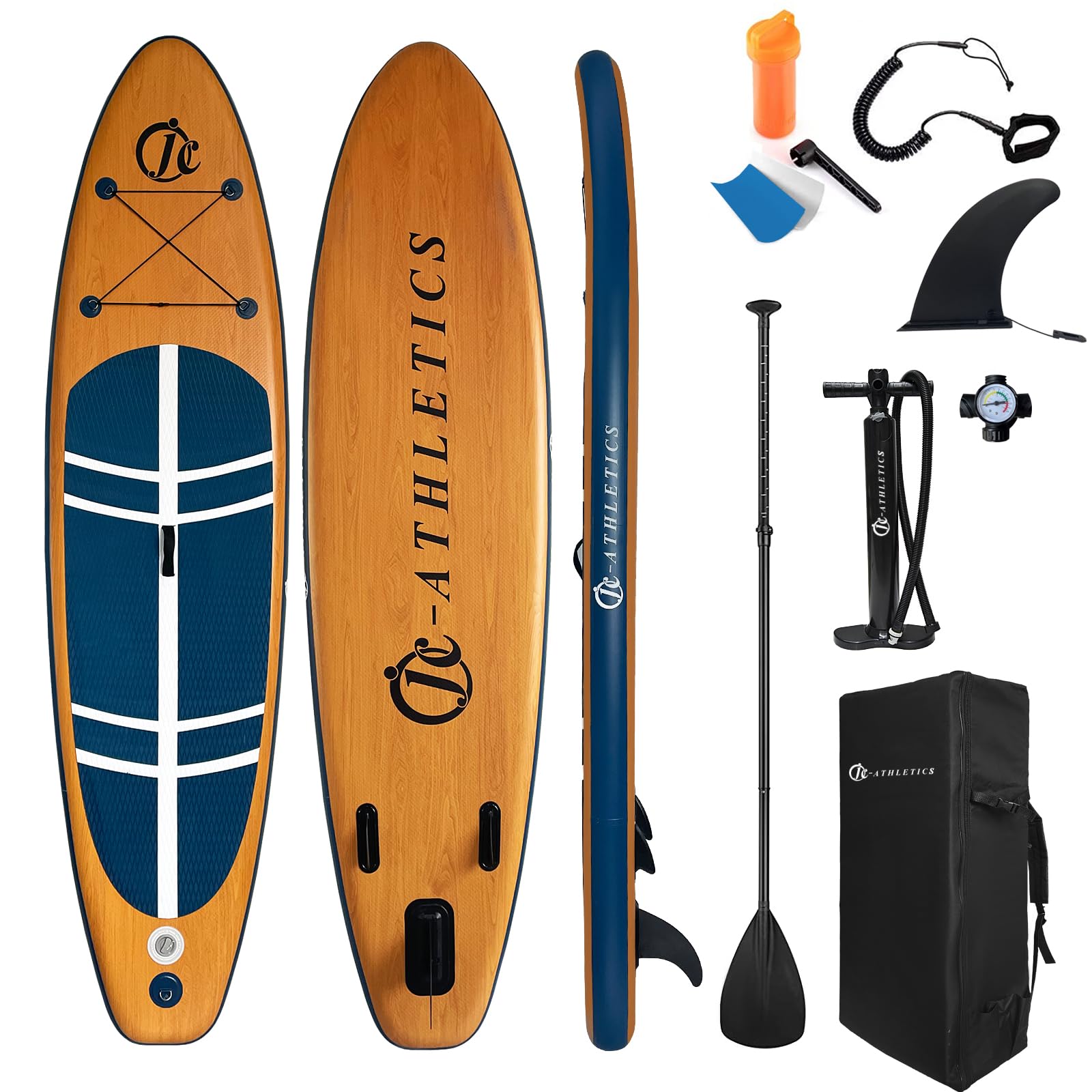 Inflatable Stand Up Paddle Board (6 Inches Thick), ISUP Package W/Premium SUP Accessories & Backpack, Non-Slip Deck,Fins, Adjustable Paddle, Leash, Hand Pump,Standing Boat for Youth & Adult