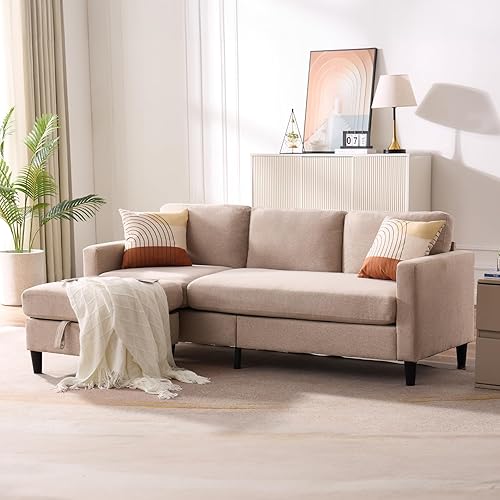 Miniatura 7 de Sofá modular convertible, sofá en forma de L de 3 asientos con otomana de almacenamiento, cómodo sofá para sala de estar, apartamento, oficina,