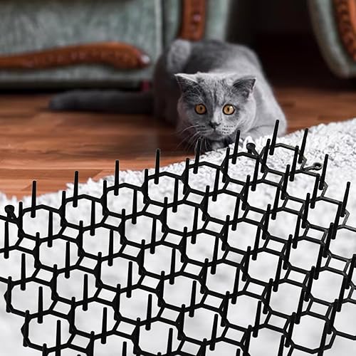 Miniatura 4 de Juego de alfombrillas fecales para gatos, alfombrilla disuasoria para gatos con clavos, perfecta para barrera de animales de jardín, alfombrilla