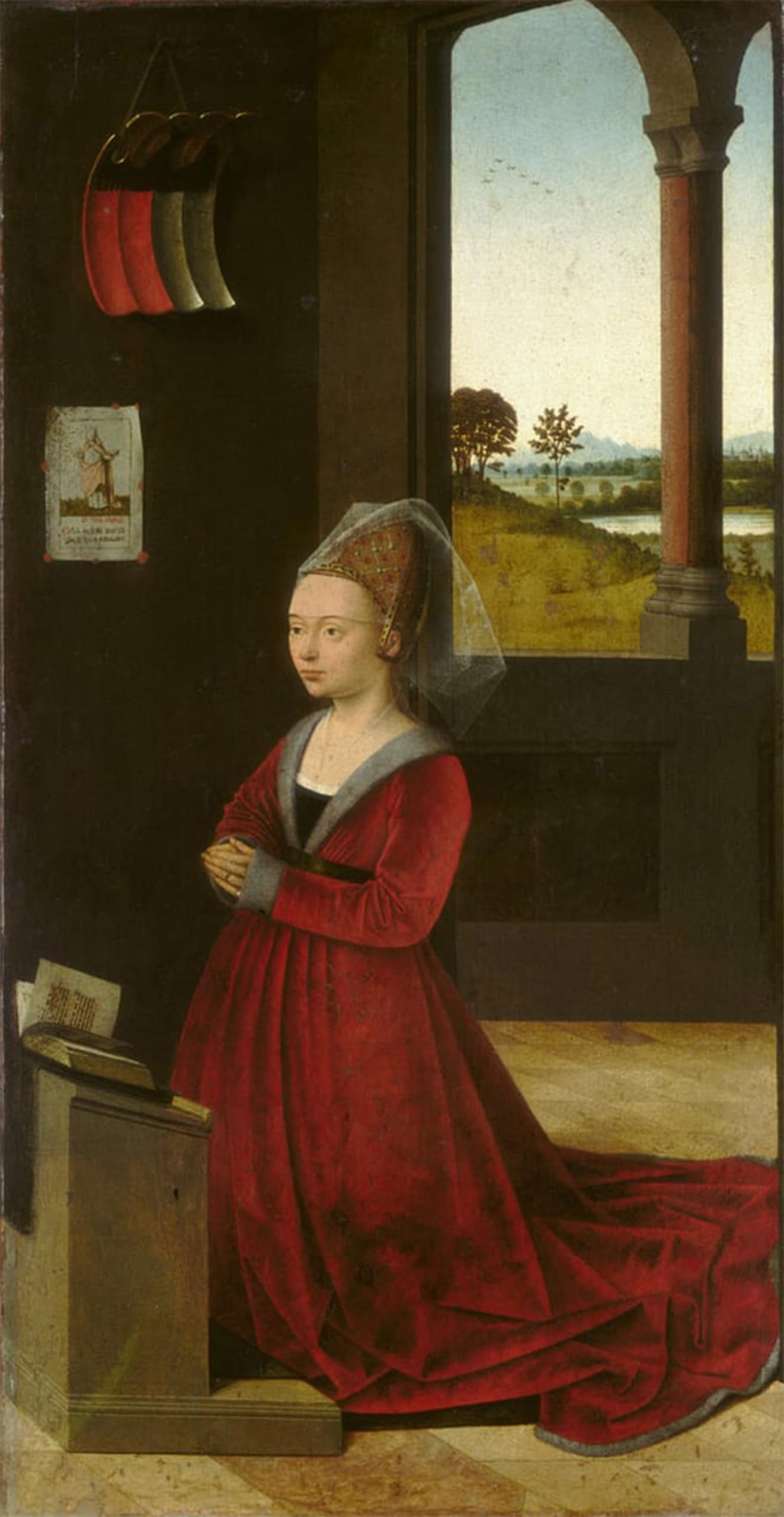 POSTERIIk Vintage Classic Picture Landscape Artwork Portrait of a Female Donor by Petrus Christus Portrait Canvas Painting for Office Home Decor 60x90cm