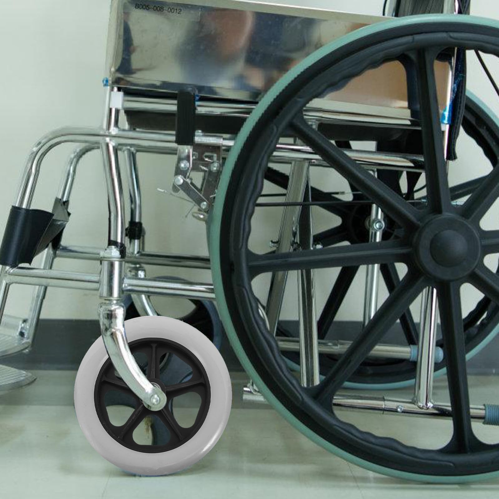 KALLORY 2 Pezzi Ruote Anteriori per Carrozzina, Ruote di Ricambio in Plastica Diametro 8mm, Resistenti e Facili da Installare per Carrelli e Trolley