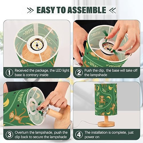 Miniatura 4 de Yuiboo Reading Lamp Night Stand Lamp Small Monkeys Animals Lianas Green Night Light for Nursery Bedroom lámparas de mesa para