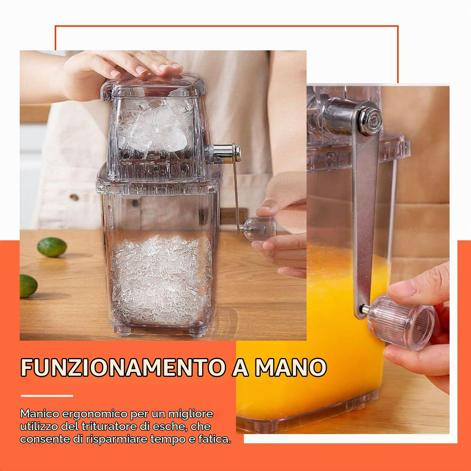 Tritaghiaccio Manuale, Manovella Manuale Boilie Tritaghiaccio Kitchen Bar Frullatori di Ghiaccio Esche da Pesca Frantoio con Esca Attrezzatura da Pesca Per Frantumare Esche da Pesca