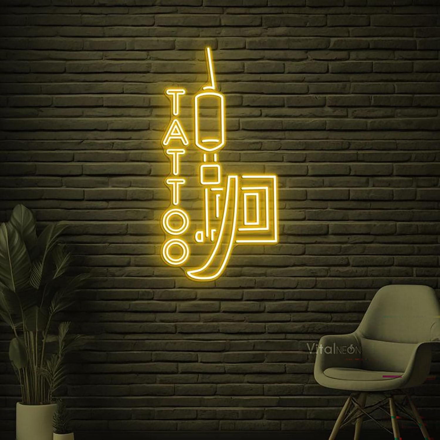 Tattoo LED Neon Sign for Wall Decor USB Adjustable Brightness Living Room Bars Pub Club Gatherings Art Wall Decor