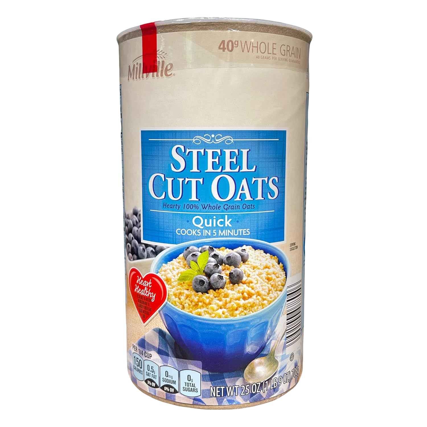 Avena Steel Cut, Cereal Integral de Cocción Rápida, 25 oz (Paquete de 2)