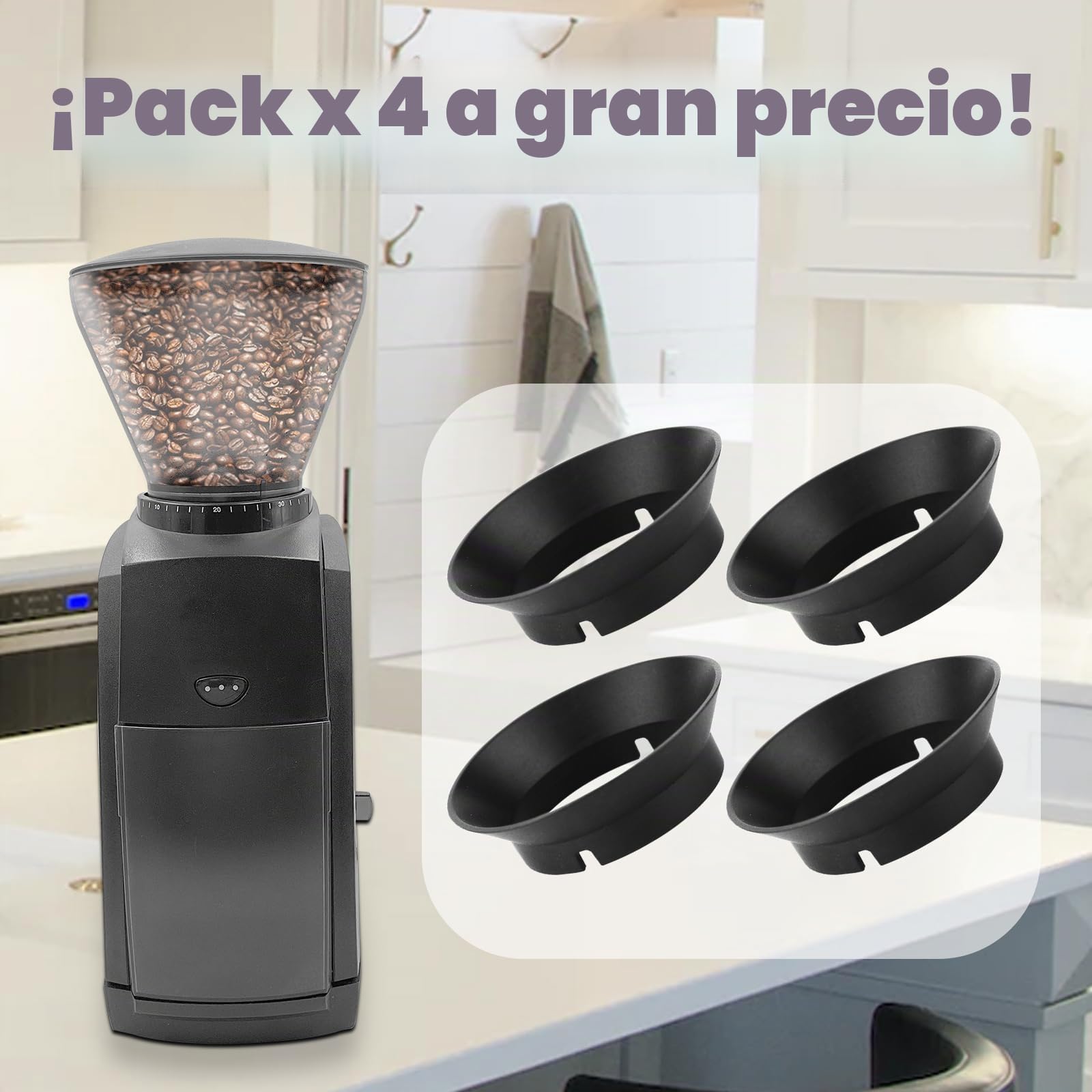 4uds Junta de Repuesto para Baratza Encore Molinillo, Silicona Junta de Molinillo de Café Anillo para Baratza Virtuoso Molinillo de Café y Molinillo de Café Eléctrico de Rebaba Cónica (Negro)