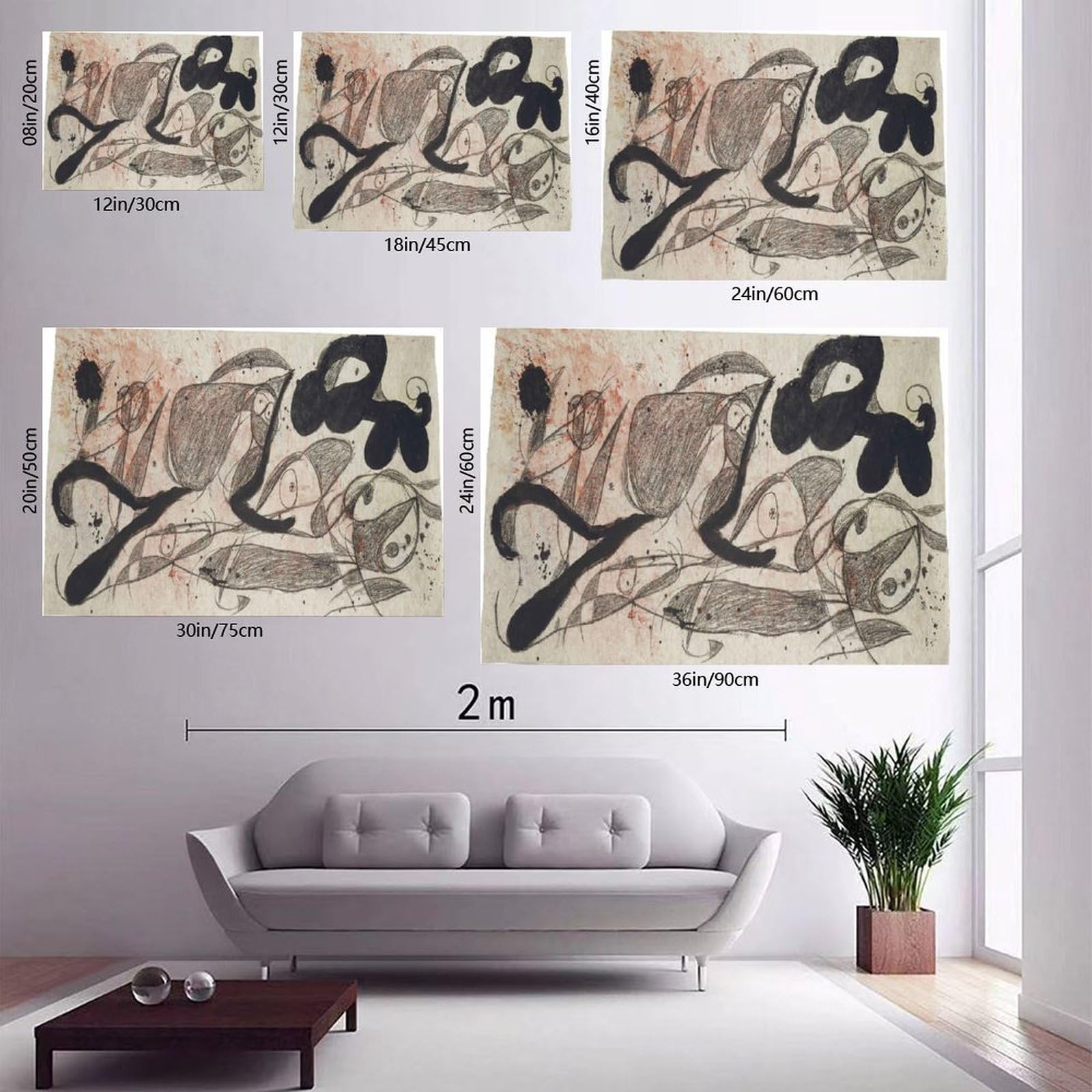WCYB Joan Miro Prints plakat na płótnie, motyw: Oiseaux, Chien, do biura, salonu, bez ramy, 40,6 x 61 cm (dł. x szer.)