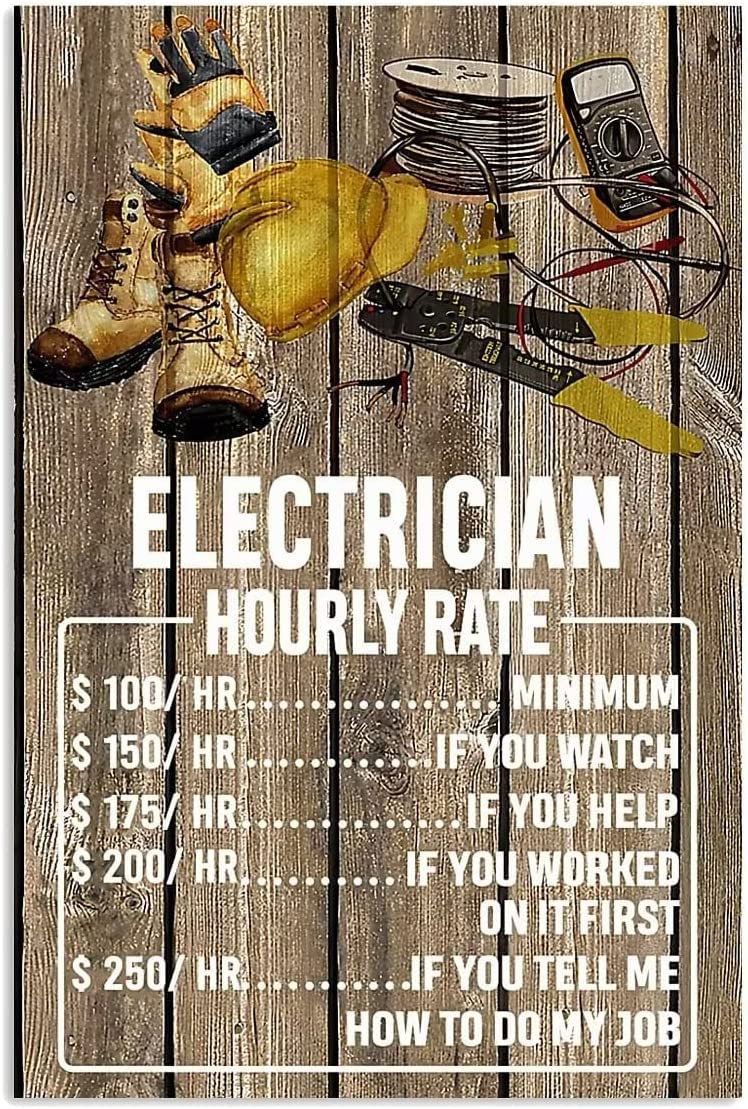 Amazon.com: Starotore Electrician Hourly Rate Wall Art Vintage Posters  Wooden Background Canvas Prints Power Tools Wall Decor For Bedroom Bathroom  Garden Home Living Room Office Decor 16x24Inch: Posters & Prints