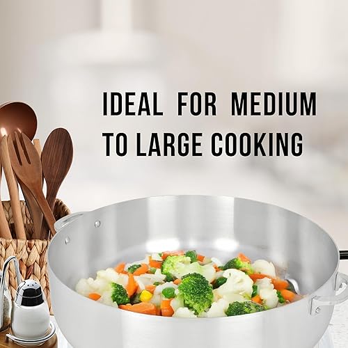 Miniatura 5 de Alpine Cuisine Olla de aluminio antiadherente de 7 cuartos de galón con tapa de vidrio y mango remachado  Utensilios de cocina versátiles para