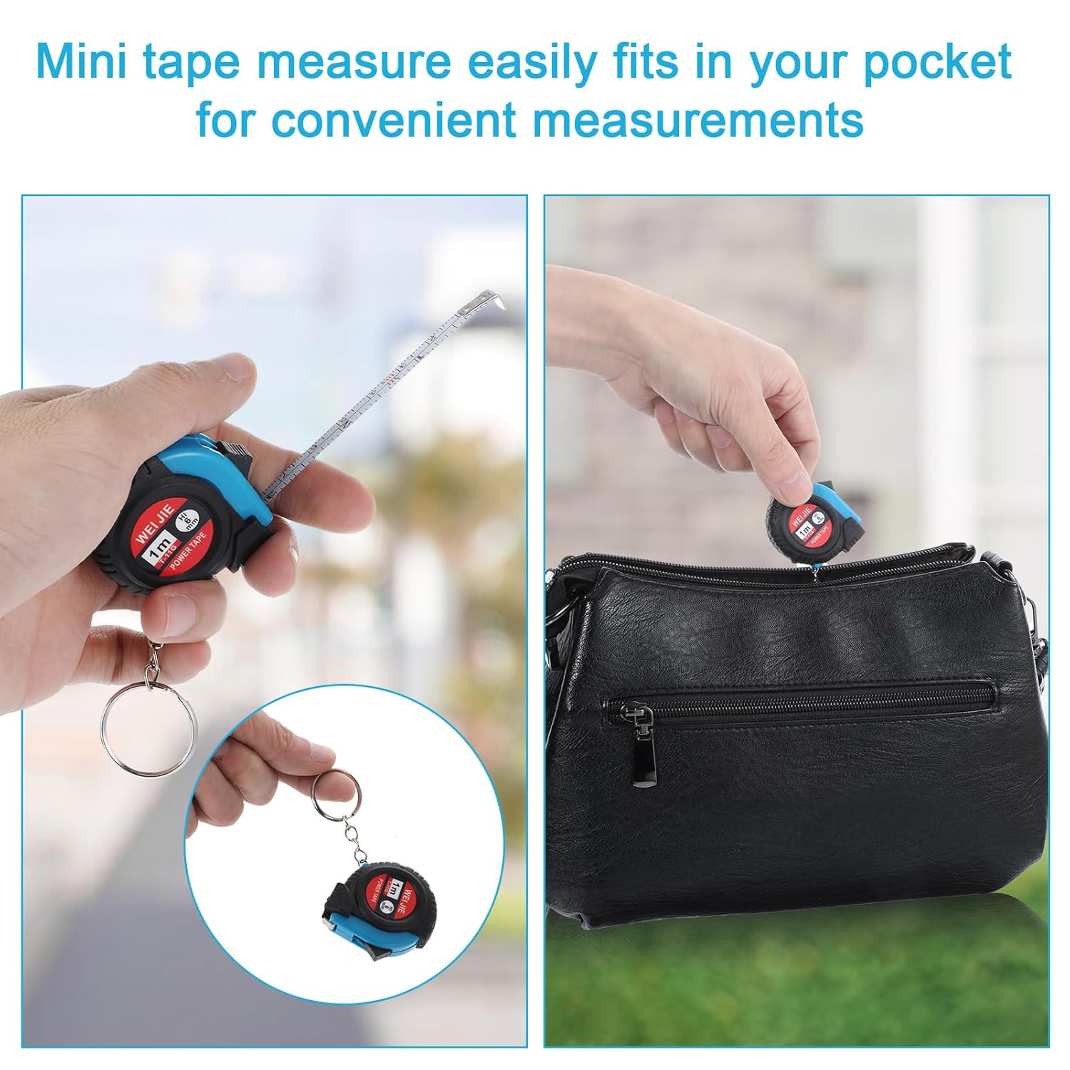 50 Pcs Mini Tape Measure Keychain 1 m/ 3 ft Retractable Pocket Etractable Small Tape Measure Keychains with Lock Bulk Pocket Measuring Keychain for Birthday Christmas Gifts Party Favors Stuff