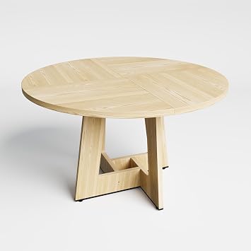 YOUDENOVA Round Dining Table Wooden Kitchen Table for 4–6 People, Circle Dining Room Tables 120cm for Living Room, Oak (Only Table)