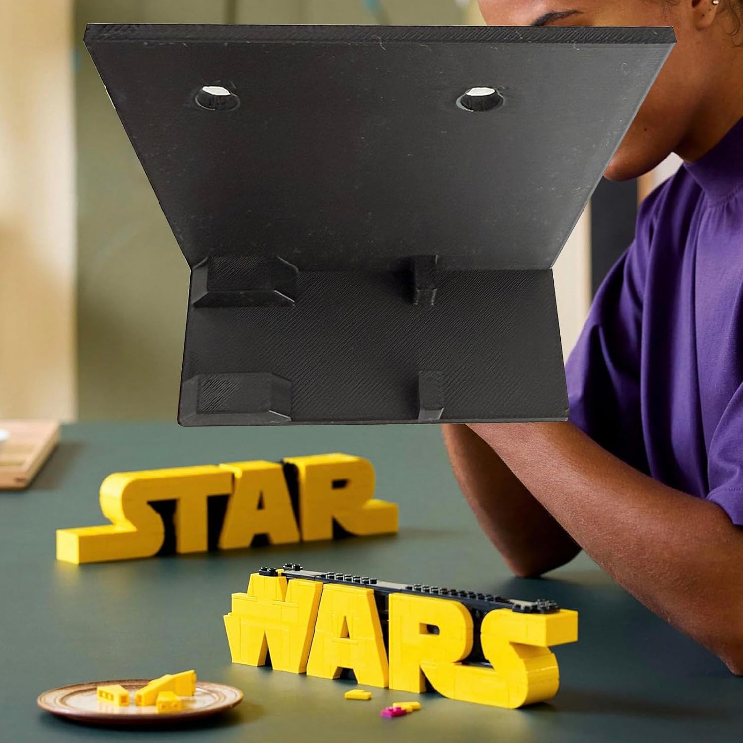 TEYOUYI Wall Mount for Lego Star Wars Brick-Built Star Wars Logo 75407 Accessories for Fans of The Movie Series - 75407 Black image 5