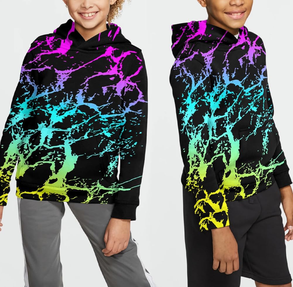 Neemanndy Kids Hoodie 3D Graphic Sweater with Pocket for Boys Girls 6-15 Years