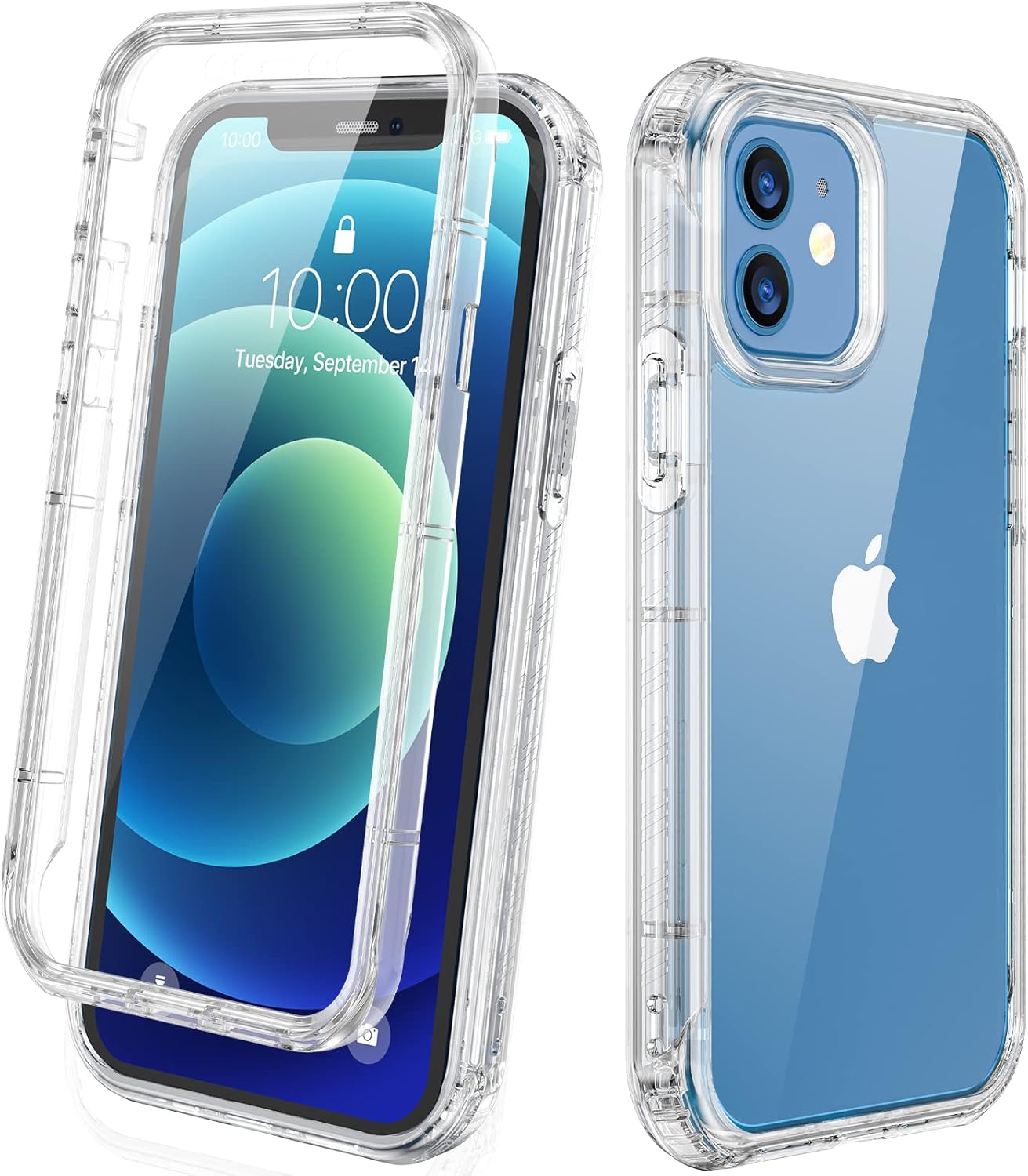 Diaclara Designed for iPhone 12/12 Pro Case, Full Body Rugged with Built-in Touch Sensitive Anti-Scratch Screen Protector, Soft TPU Bumper Case for iPhone 12/12 Pro 6.1" (Clear)