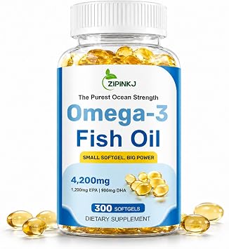 Omega-3 Fish Oil Supplements 4200mg Triple Strength, Mini Softgels, High Purity EPA & DHA for Brain, Heart & Eye Health, Wild-Caught, Burpless, Non-GMO, Third-Party Tested | 300 Softgels