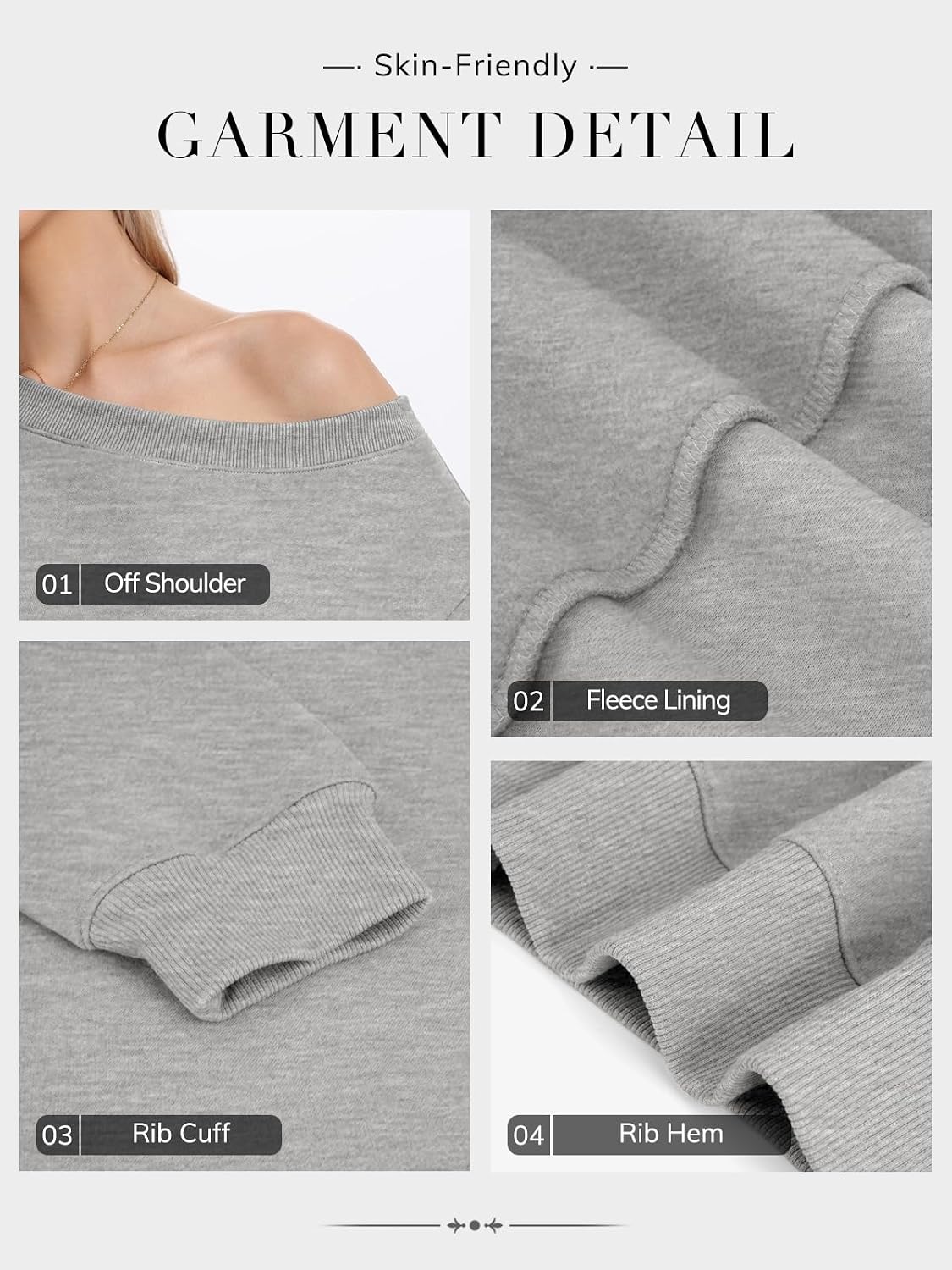 ATHMILE Womens Off the Shoulder Sweatshirts Fleece Lined Long Sleeve Pullover Tops Oversized Sweater Basic Slouchy Clothes
