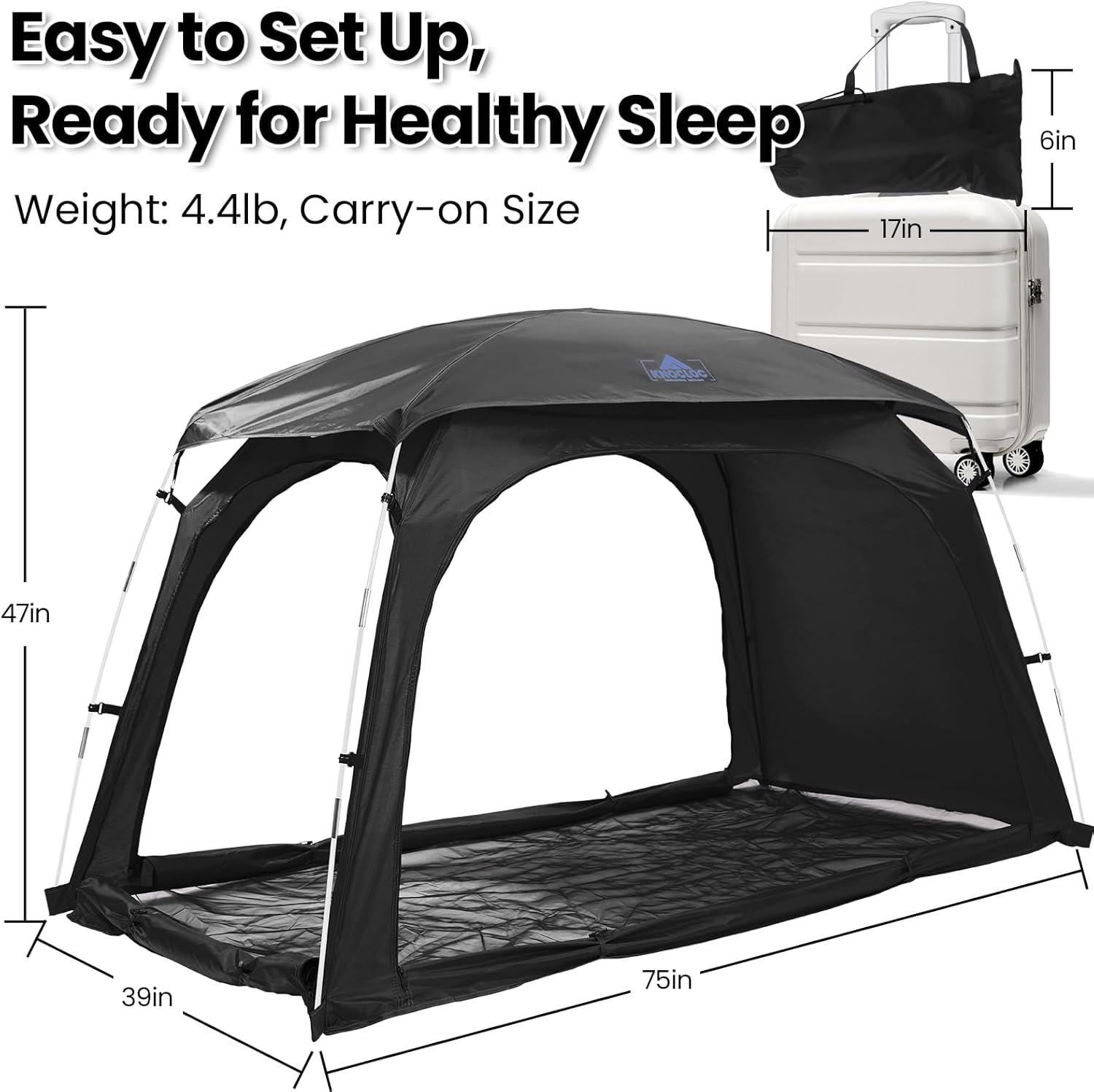 Blackout Twin Bed Tent, CPC Certified Sensory Bed Tent, for Healthier Sleep with Top Vents, Breathable Floor, Built-in Fan Pocket, for Autism Kids & Adults, Anxiety, Long Term Use Design