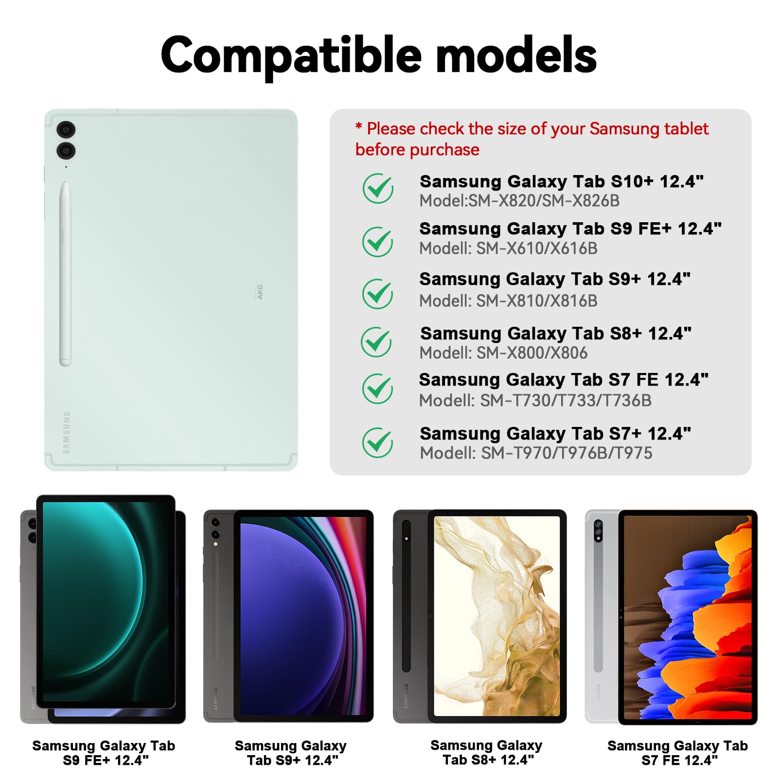 GOOJODOQ Magic Keyboard for Samsung Galaxy Tab S9+/S9 FE+/S8+/S7+/S7 FE 12.4 inch,12.4