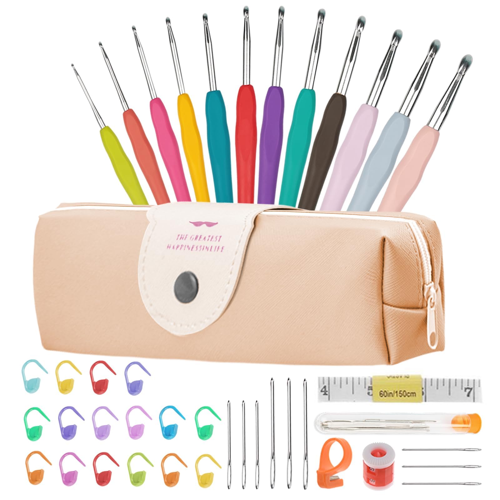 Häkelnadel Set 14 Stück Bunte Ergonomische Soft Gummi Comfort Grip Häkeln