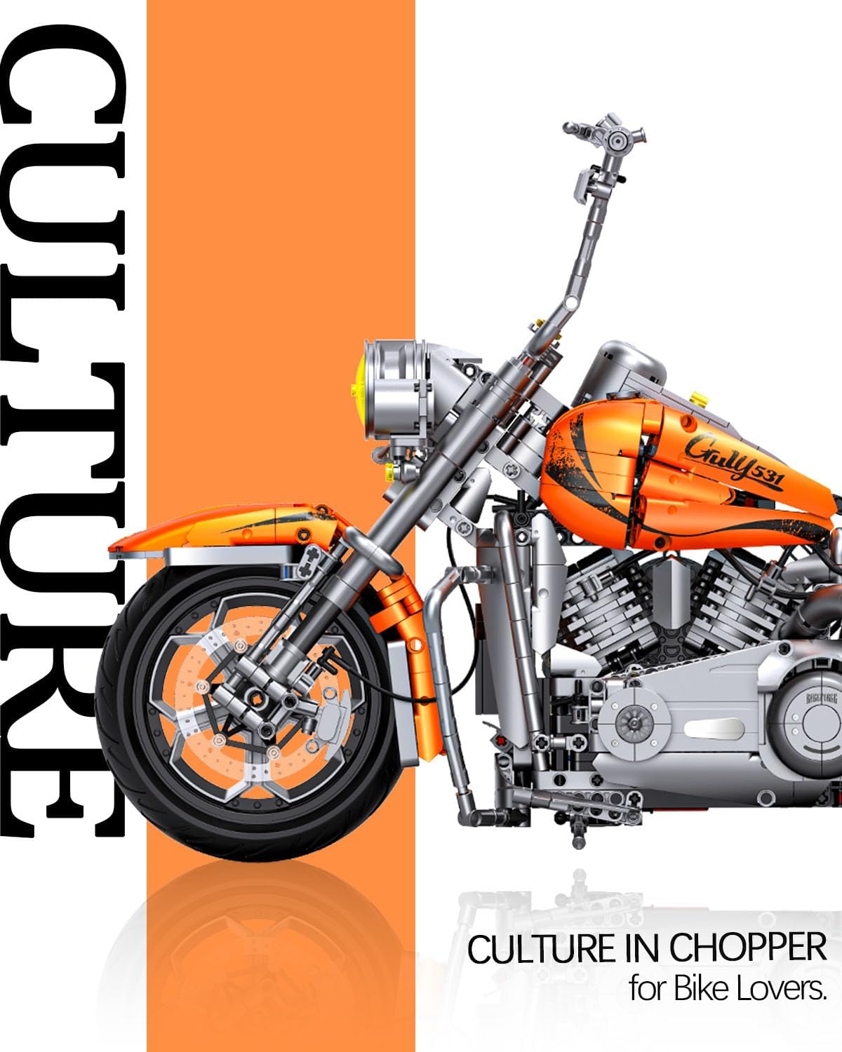 JTBBOY 1:5 Scale Motercycle Big Building Set, 21 in Length, Authentically Detailed Build and Display Model, Scale Model Car Gift for Adults, for Home or Office Décor(2050PCS)