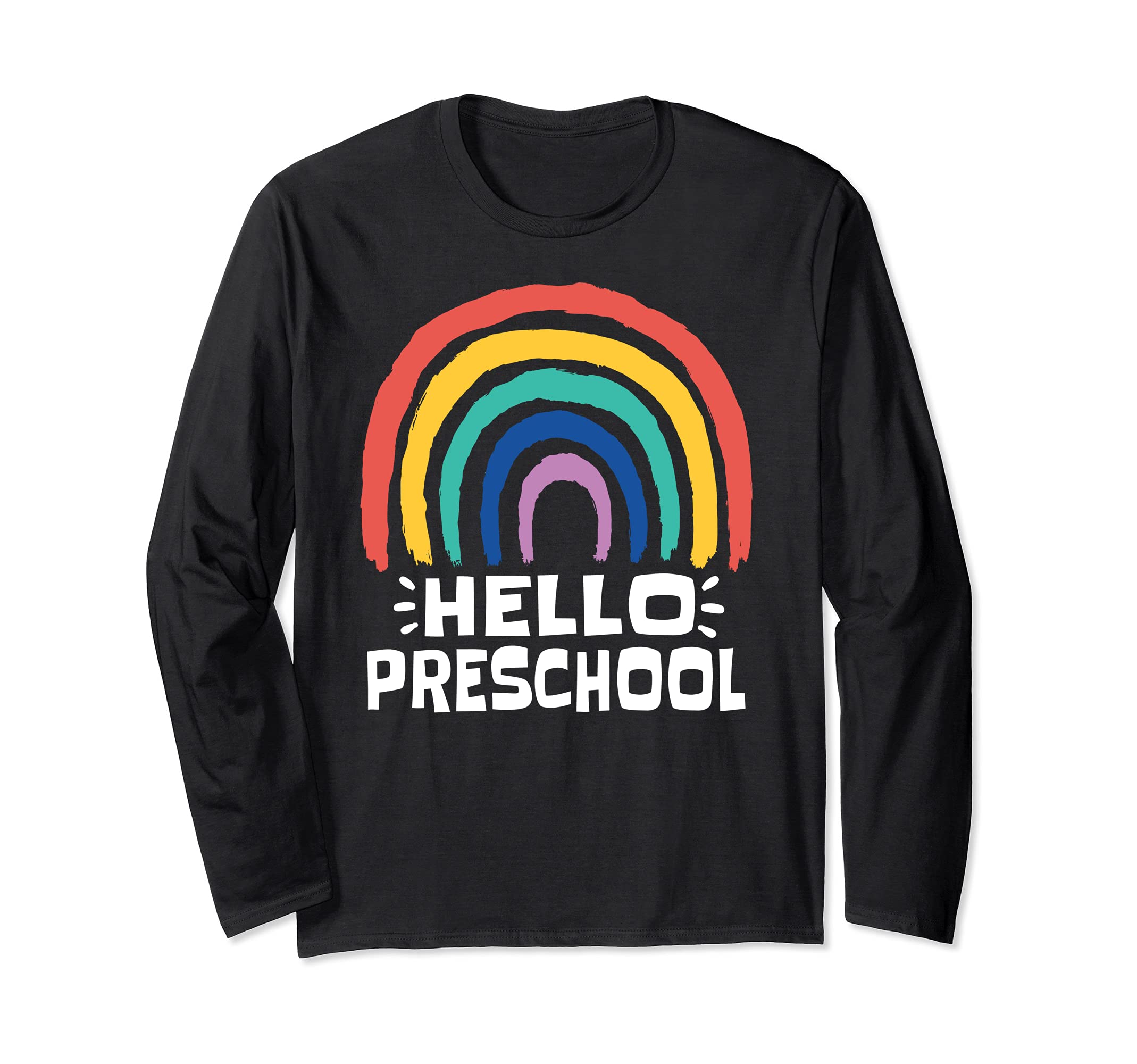 HELLO PRESCHOOL Goodbye School Teacher Student Pre-K Kids Long Sleeve T-Shirt, Black