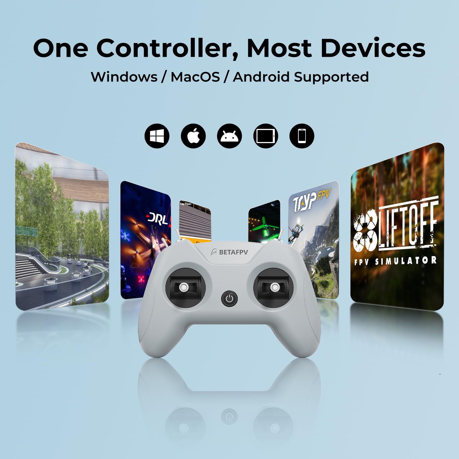 BETAFPV LiteRadio 2 SIM Drone Flight Simulator Controller - Mode 2/Gray | Support Most Systems Platforms like DRL/Uncrashed/VelociDrone/Phoenix RC/TryP/Aerofly RC 8 for FPV Beginner Pilots Training