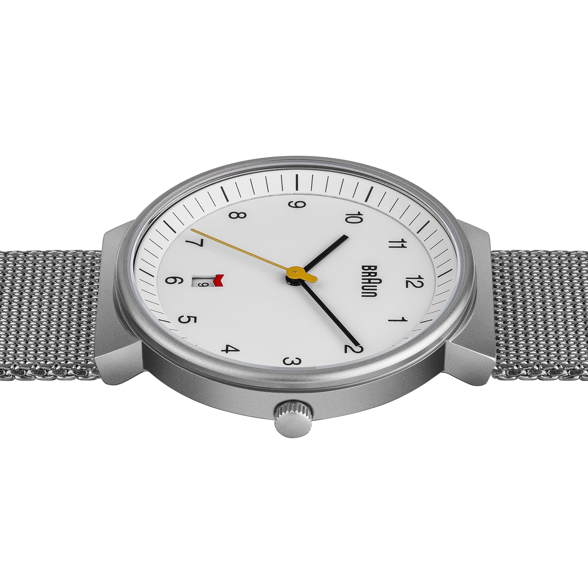 Braun Men's Quartz Three Hand Movement Watch with Analogue Display and Mesh Bracelet