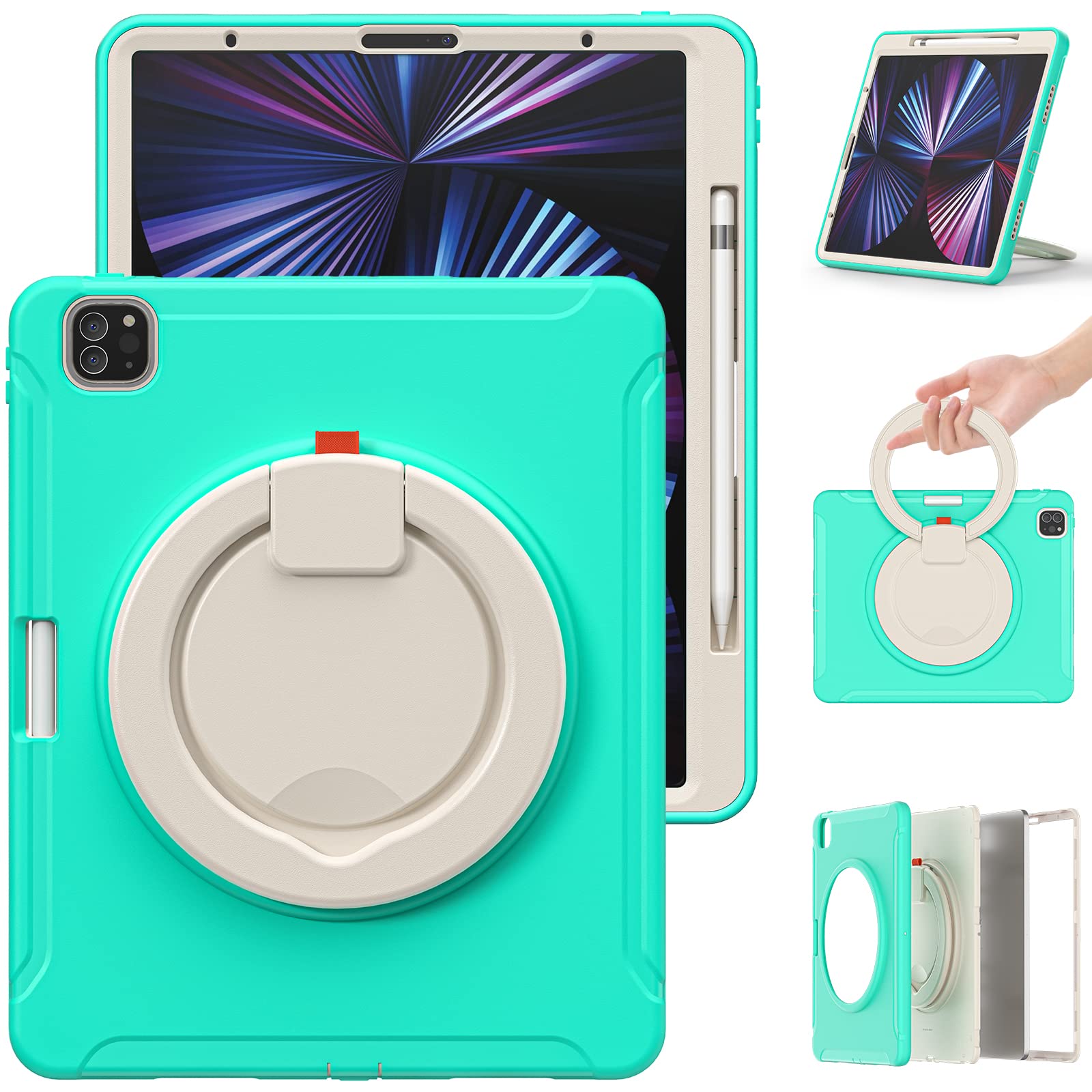 Funda iPad Pro 12.9 resistente 2022 2021 con protector pantalla y lapicero 8