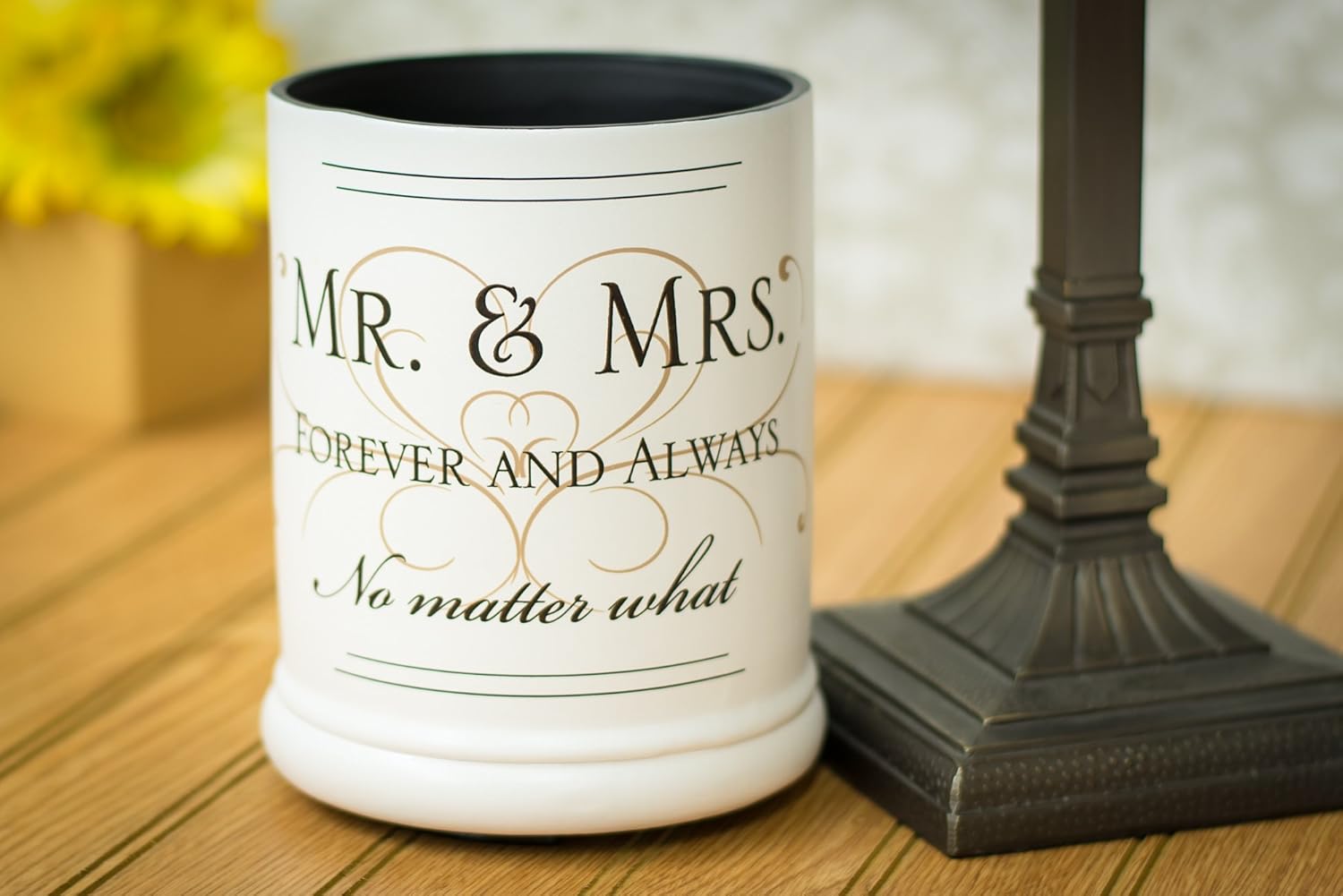 Elanze Designs Mr & Mrs Forever and Always Ceramic Stoneware Electric Large Jar Candle Warmer