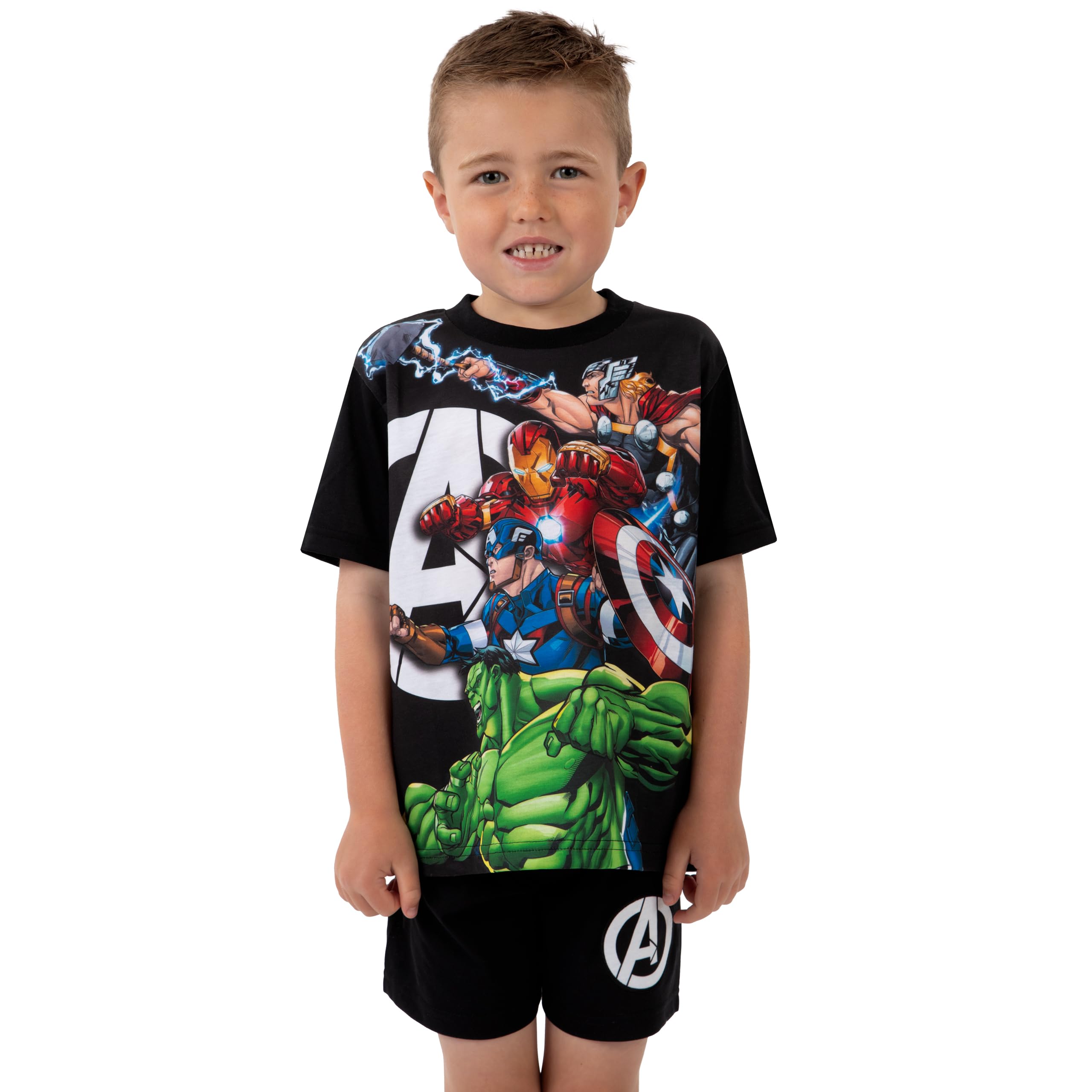 Marvel Pyjama Avengers, Pyjama Garçon Été avec Thor, Captain America, Hulk Et Iron Man, Ensemble De Nuit Court Enfant