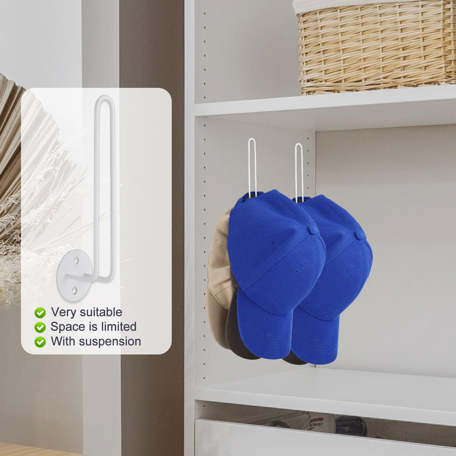 BetterJonny 2Pcs Porte Casquette, Support De Casquette De Baseball Organisateur Casquette Mural Avec 16 Clips Organisateur De Casquette à Suspendre Pour Rangement Casquettes Serviettes Echarpes