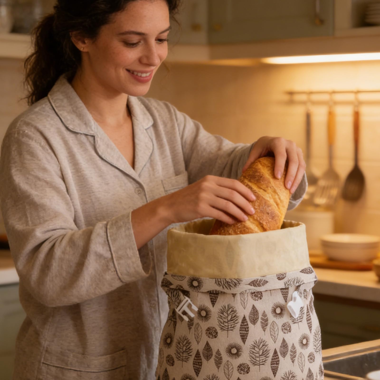 2 sacchetti di cera d'api per pane, 43 cm x 33 cm, in lino, riutilizzabili, in cotone con cera d'api e lino, per pane e prodotti da forno fatti in casa