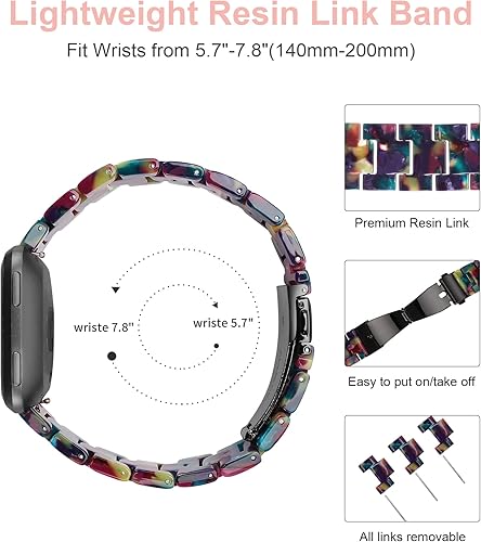 Miniatura 3 de Wearlizer - Banda de resina compatible con Fitbit Versa 2Fitbit VersaVersa Lite para mujeres y hombres, correa de muñeca ligera de reemplazo para