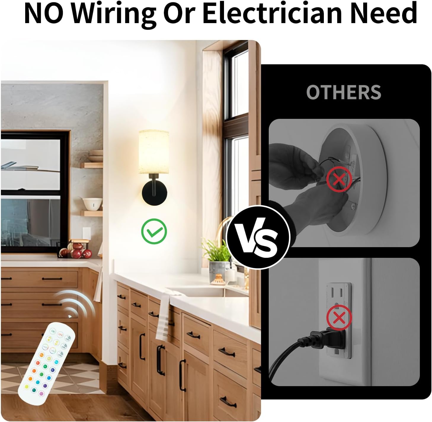 Battery Operated Wall Sconce Set of Two,Dimmable Cordless Wall Sconces,12 Colors Rechargeable Wall Lights,Wall Lamps for Wall Decor,Bedroom,Living Room