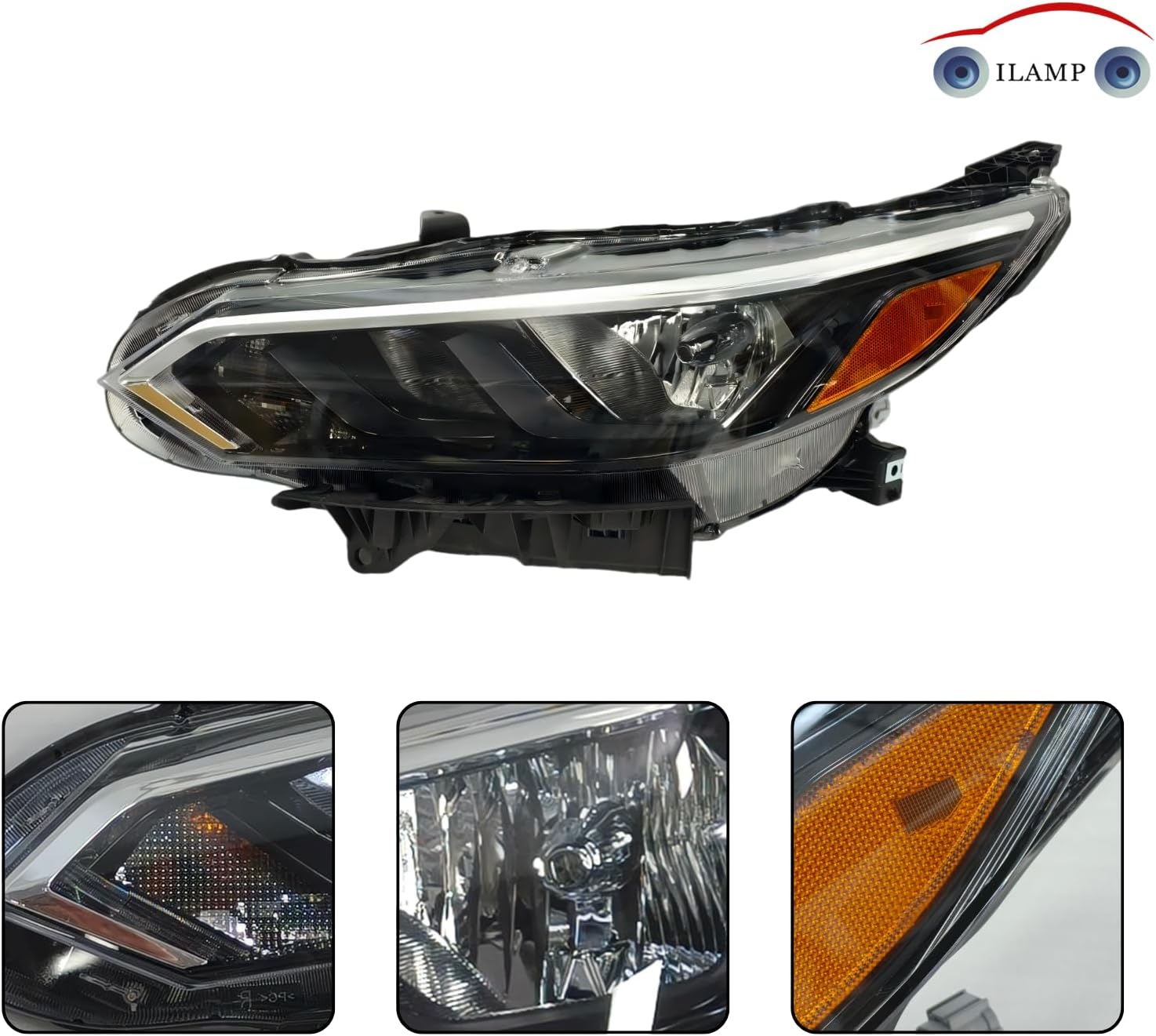 Headlight Fit for Nissan 2024-25 Sentra S/SV Premium Headlamp Assembly Halogen Left Driver LH AM-ST24A01-1L LOW