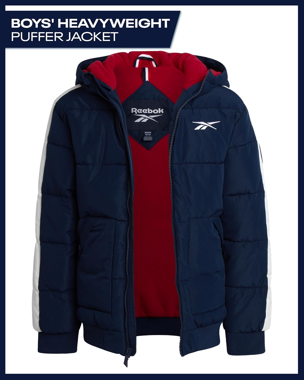 Reebok Boys Puffer Jacket - Heavyweight Insulated Zip Up Quilted Puffer Bomber Jacket - Weather Resistant Boys Winter Coat - Image 2