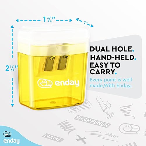 Miniatura 5 de Sacapuntas manual de doble agujero, color verde, sacapuntas jumbo con tapa y contenedor, sacapuntas de mano para lápices grandes y estándar, también