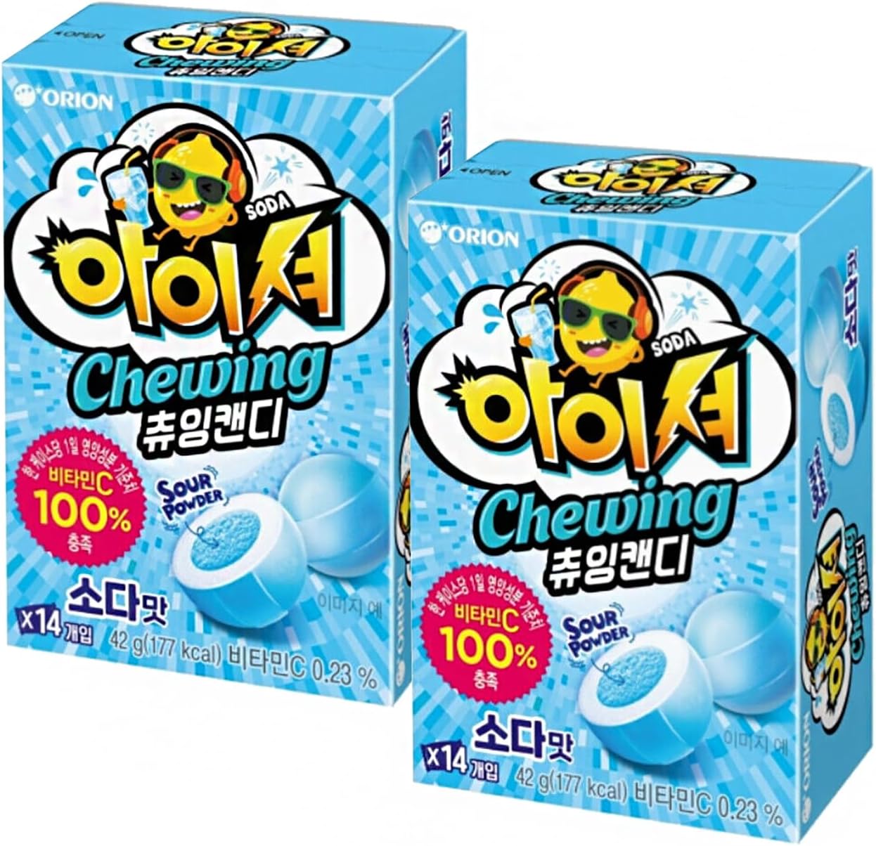 Iciou Super Sour Chewing Soft Candy Soda Flavor (2 Pack 84g)